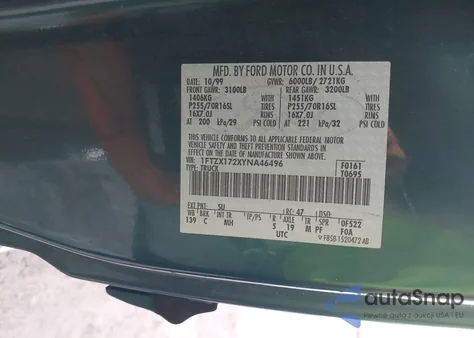 2000 Ford F-150 Work Series/Xl/Xlt from USA, damaged, VIN 1FTZX172XYNA46496